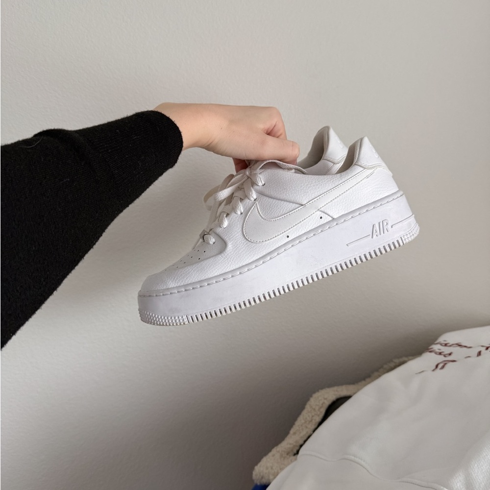 Nike White Platform Sneakers Classic Air Force 1 Design